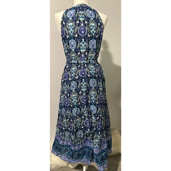 Talbots 6P Floret Medallion maxi dress cinched tie waist - Picture 4 of 9